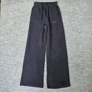 Nike Womens XS Standard Fit Fleece Pants DV4361-010 Black Wide Leg Grunge Sherpa
